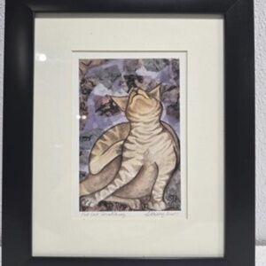 Art Framed Matted-Fat Cat Scratching-print by Stacy Amos Home/Office Decorating